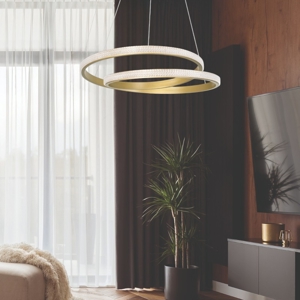 Lampadario moderno design circolare oro led per soggiorno