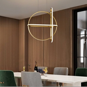 Lampadario oro led 49w 3000k design per soggiorno moderno