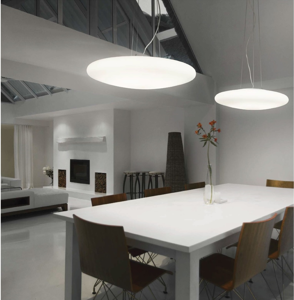 Lampadario smarties sp3 d42 ideal lux per cucina moderna vetro bianco