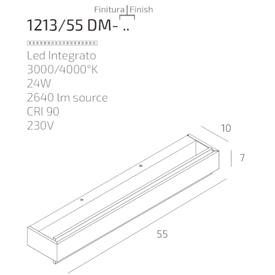 Applique rettangolare moderna led 24w top light bios dm