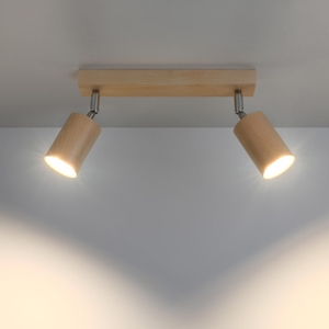 Plafoniera barra in legno luci orientabili da parete soffitto