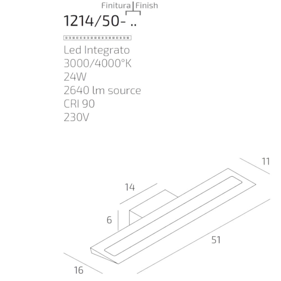 Applique da parete top light tera bianco led 24w 3000k 4000k