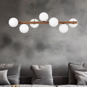 Lampadario legno noce stile scandinavo per soggiorno