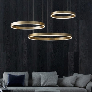 Lampadario moderno 3 anelli oro led 140w 2700k a 6000k